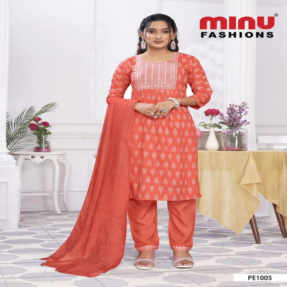 A-Line Ladies Cotton Salwar Suit Tulip