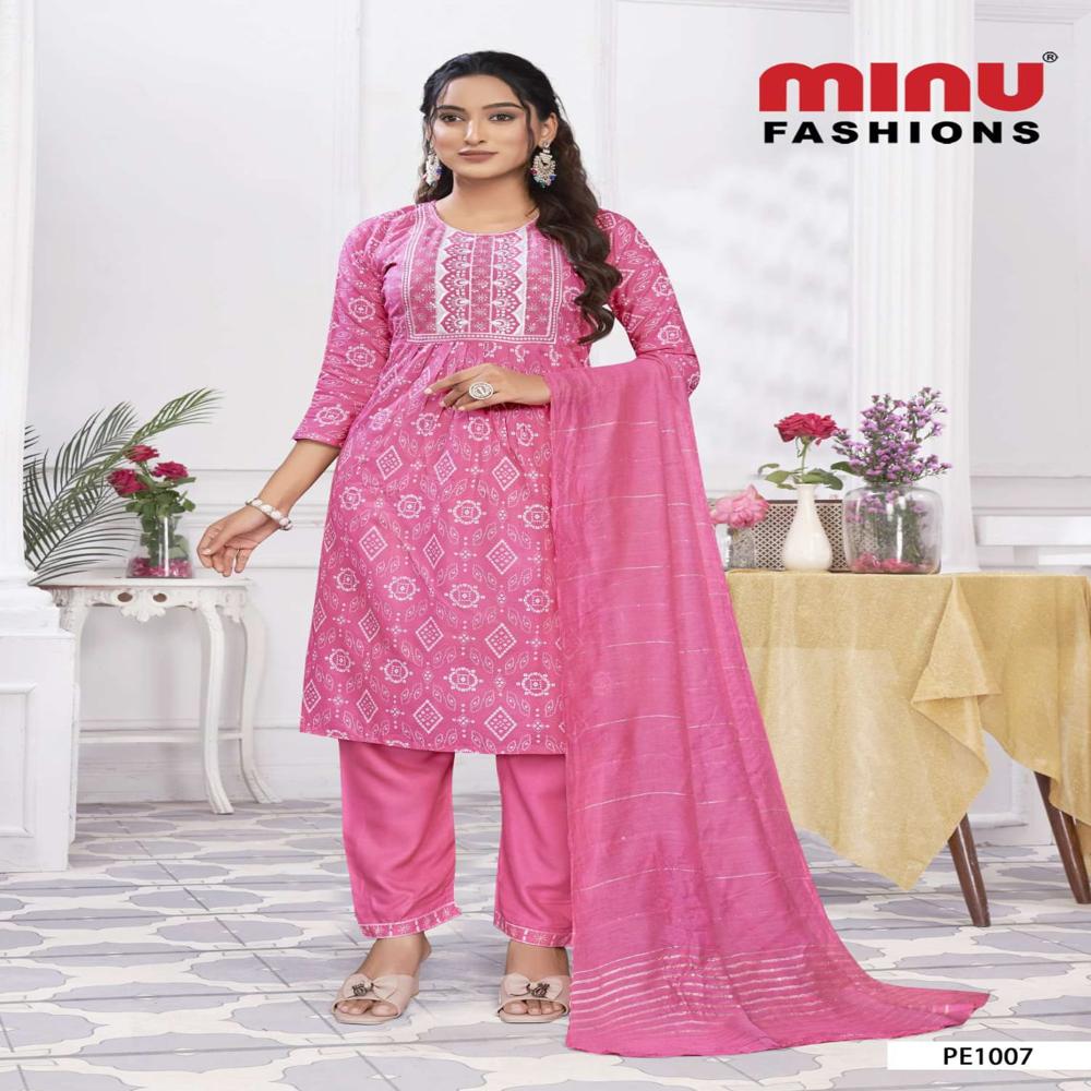 A-Line Ladies Cotton Salwar Suit Tulip