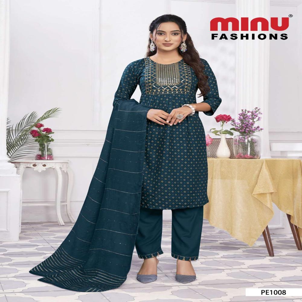 A-Line Ladies Cotton Salwar Suit Tulip