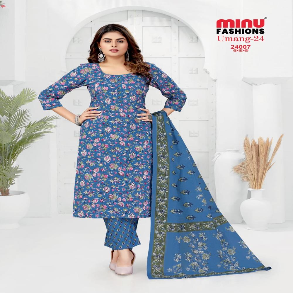 Umang Ladies Mustard Printed Cotton Suit