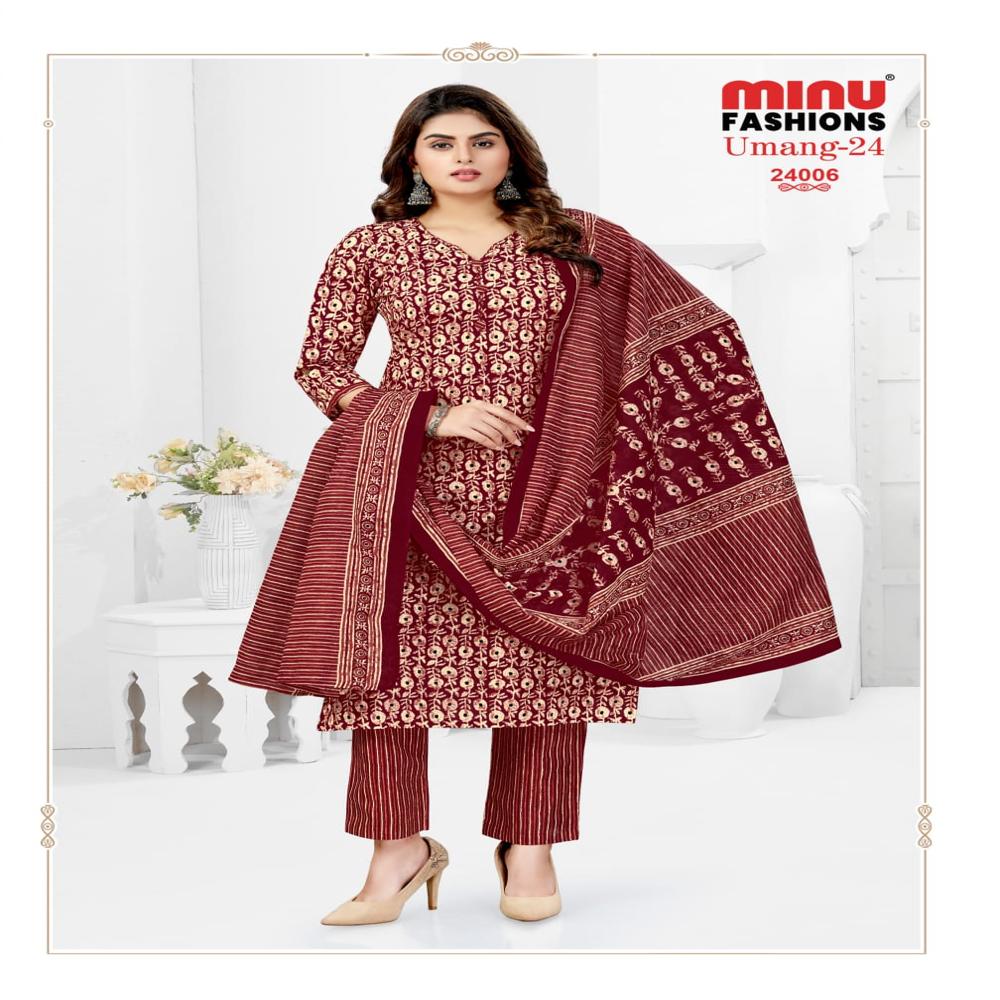 Umang Ladies Mustard Printed Cotton Suit