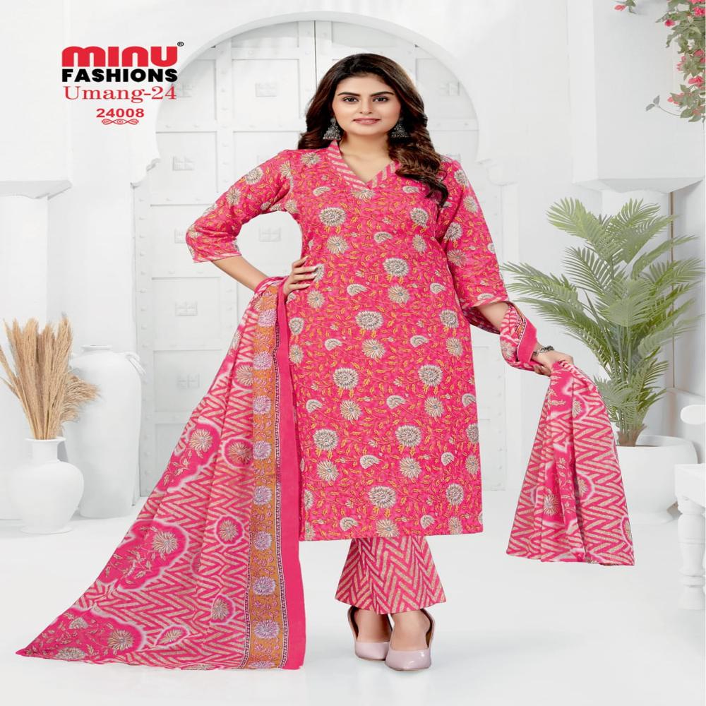 Umang Ladies Mustard Printed Cotton Suit