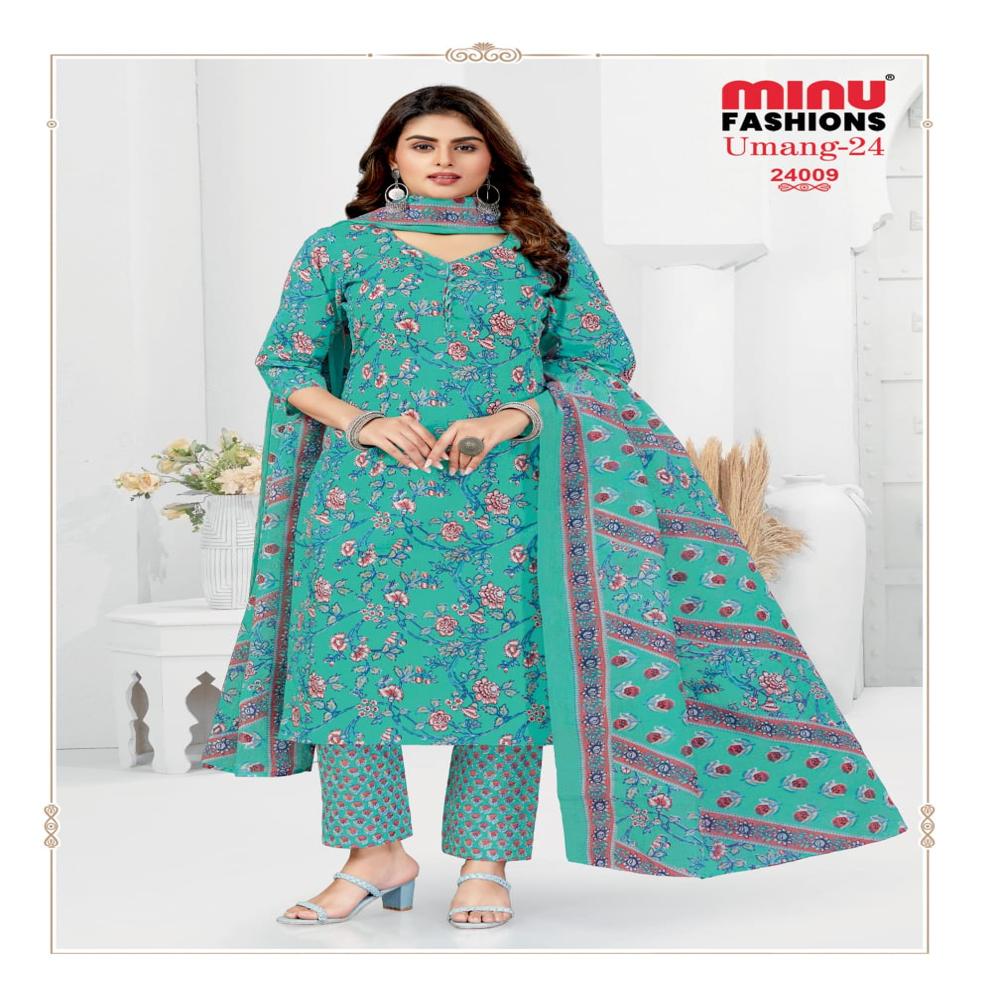 Umang Ladies Mustard Printed Cotton Suit
