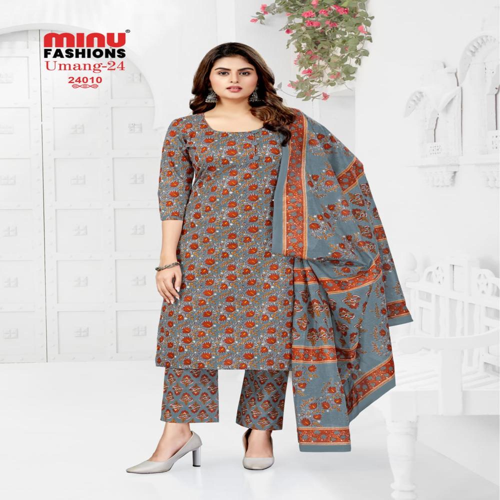 Umang Ladies Mustard Printed Cotton Suit