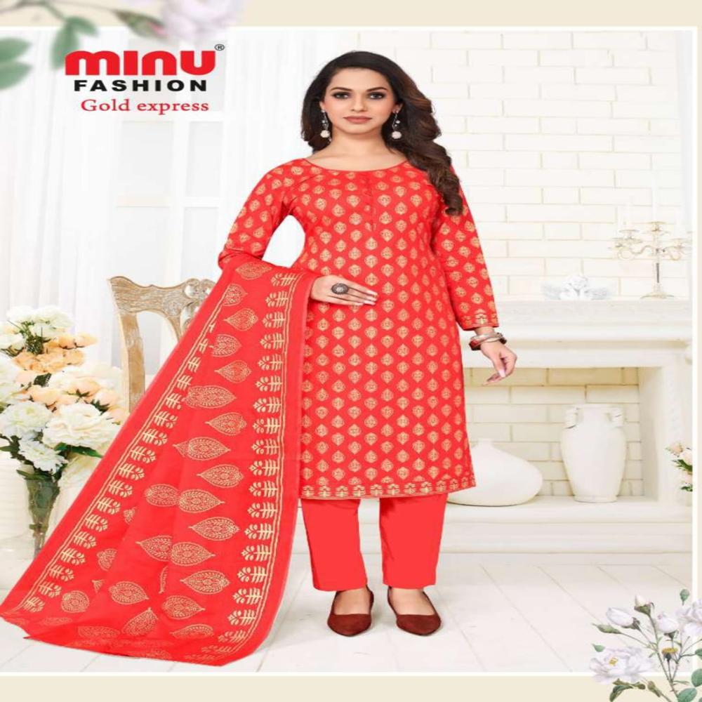 A Line Cotton Minu Gold Express Salwar Suit