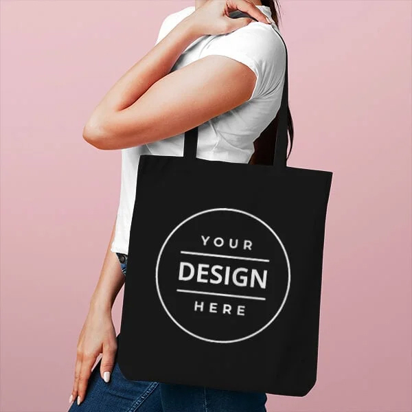 Black Customized Photo Printed Tote Bag - Features: Durable