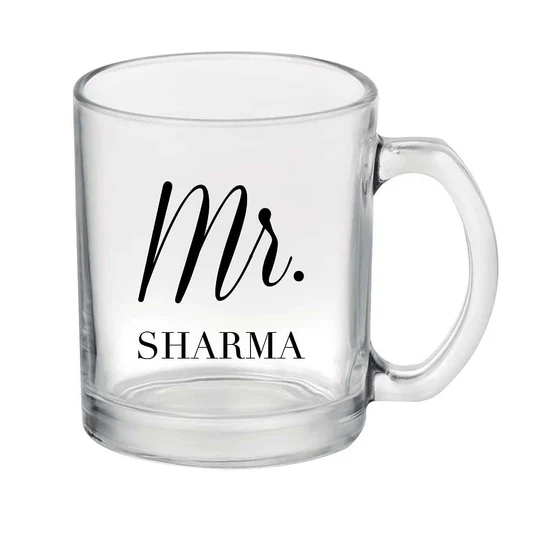 Customised Glass Mugs For Office - Color: White