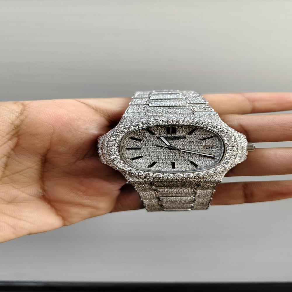 Moissanite Diamond Studded Watch Diamond Luxury Watch Stainless Steel Mix Numeral Casual Wrist watch For Men and Women.