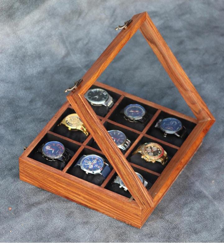 9 Slot Watch Box - Material: Wood