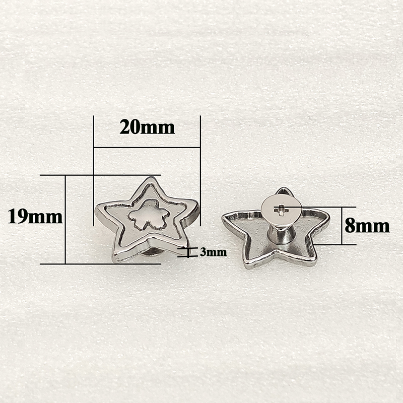 Punk Pentagram Screwback Studs Metal Star Rivets With Screw for Purse Dress Shoe Bag Garment Belt