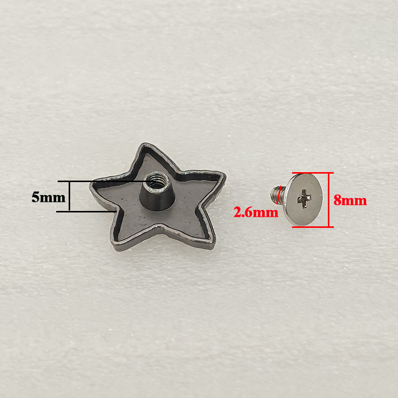 Punk Pentagram Screwback Studs Metal Star Rivets With Screw for Purse Dress Shoe Bag Garment Belt