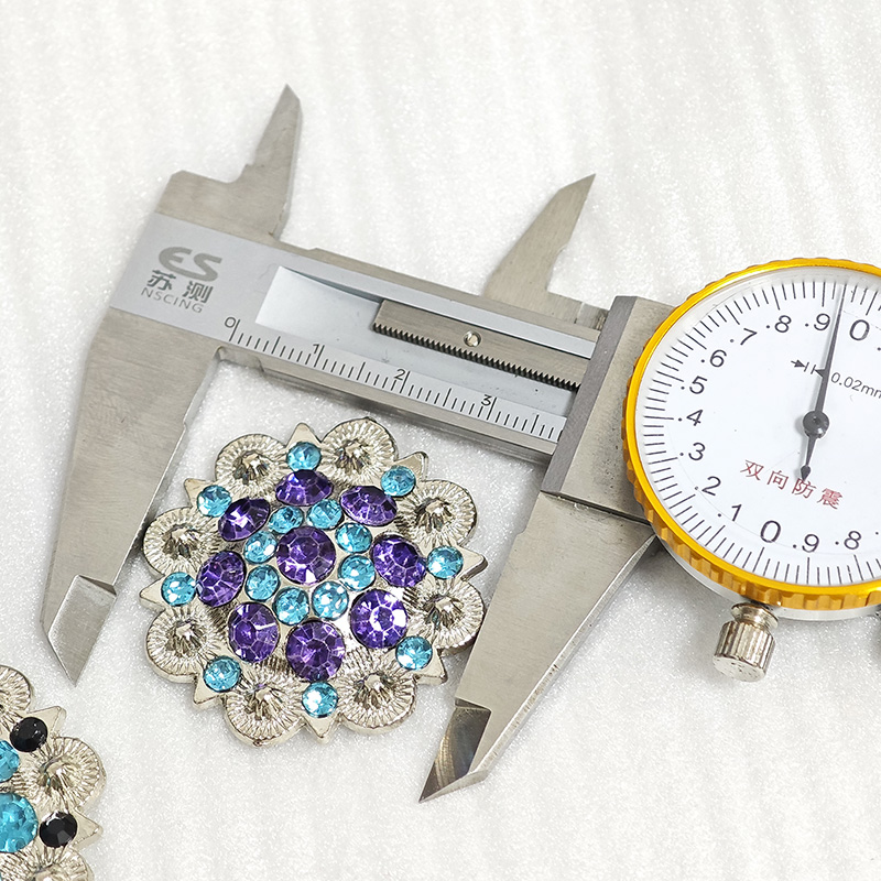 Western Vintage Colorful Berry Conchos Metal Flower Shape Rhinestone Conchos with Screwback for Belt Saddle