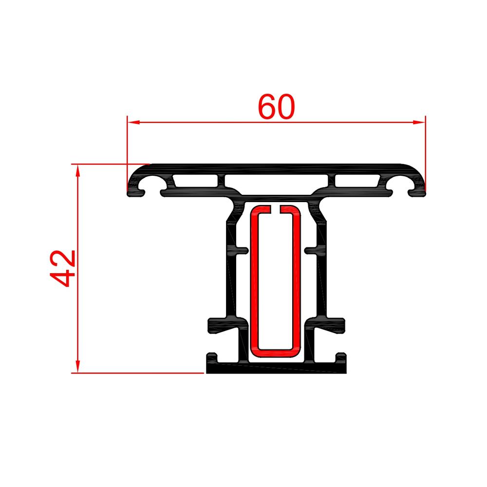 Sliding Sash Mullion - 42 Mm - Color: Actual Colours