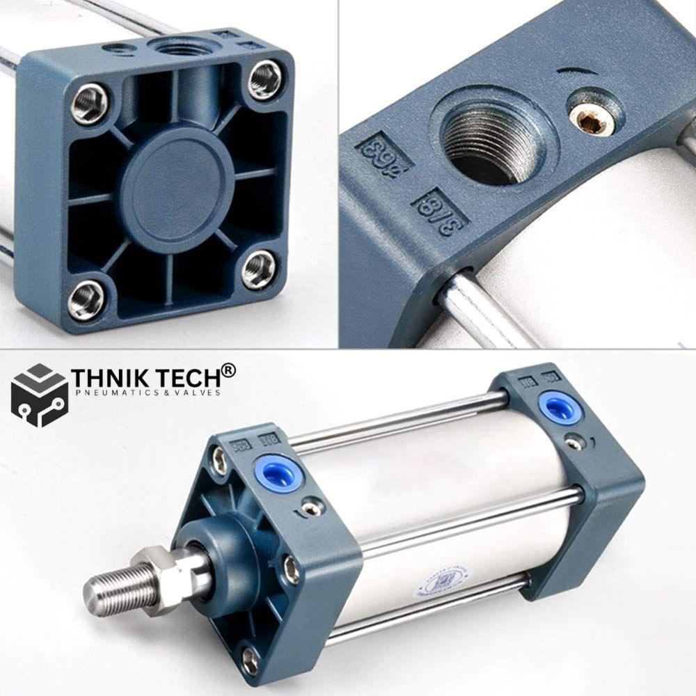 Sc Model Pneumatic Cylinder Magnetic And Non Magnetic Double Acting And Double Ended Adjustable And Customize - Color: Sliver Black