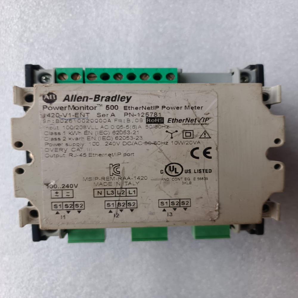 Used Allen Bradley 1420-V1-Ent/A Power Monitor 500 Power Miter Ethernet Ip Pn-125781