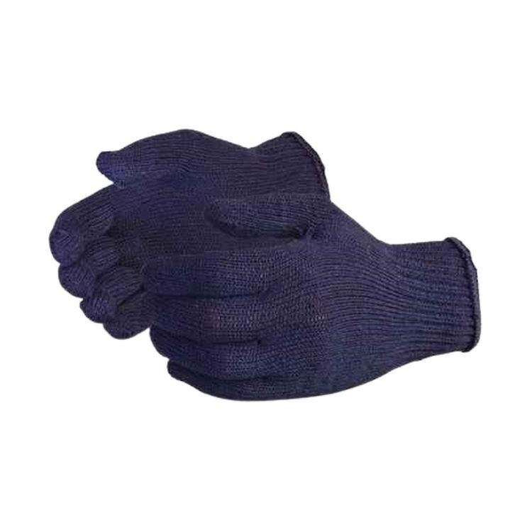 100% Cotton Knitted Safety Hand Gloves - Color: Blue