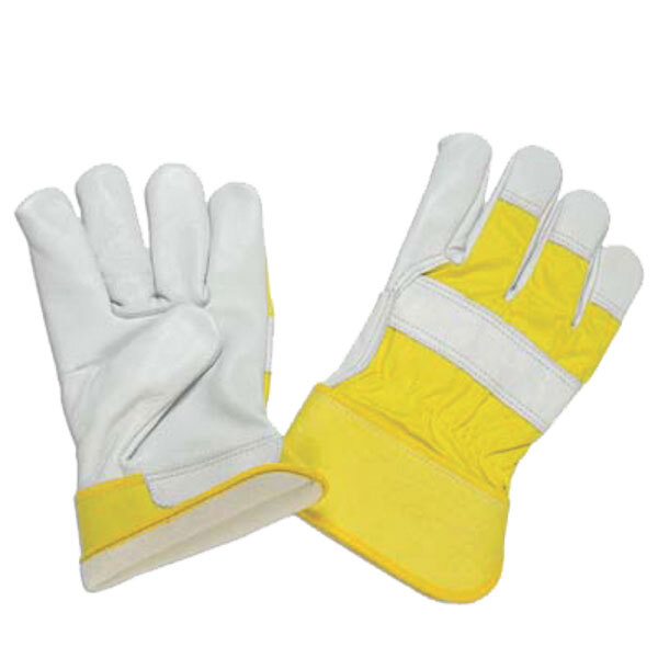 L253 Natural Cow Grain Gloves - Color: White And Yellow
