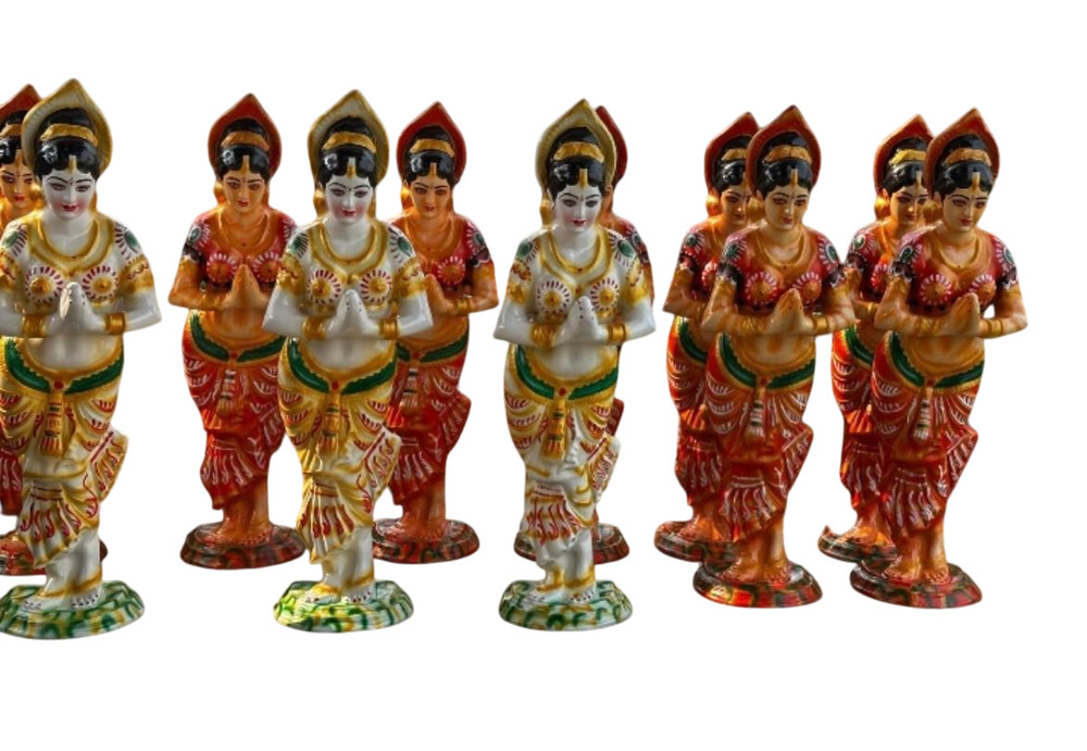 6 Feet Fiber Ladies Statue - Color: Multicolour