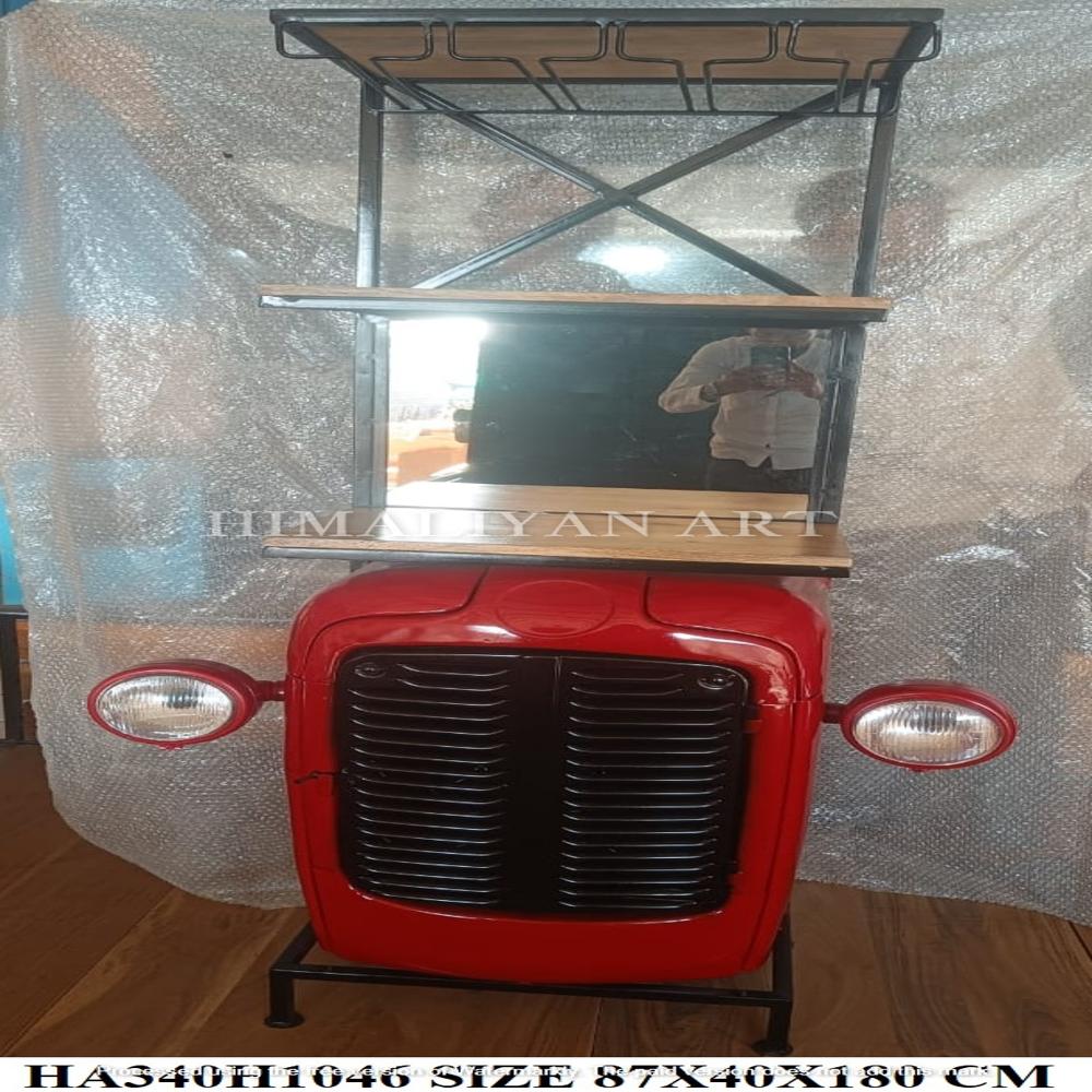 Antique Tractor Front Bar Cabinet. - Artwork: Crafted