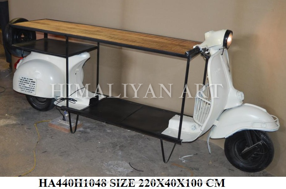 antique scooter front bar table