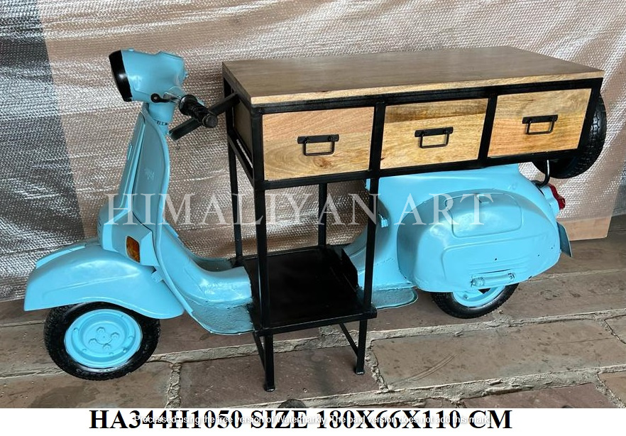 antique scooter front bar table