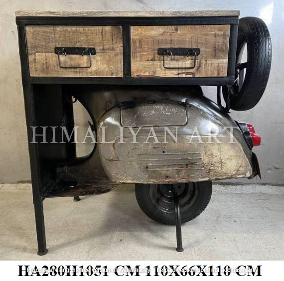 Scooter Style Wooden Iron Cabinet.