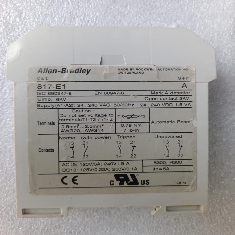 Used Allen Bradley 817-E1 Thermistor Protection Relay 817-E1