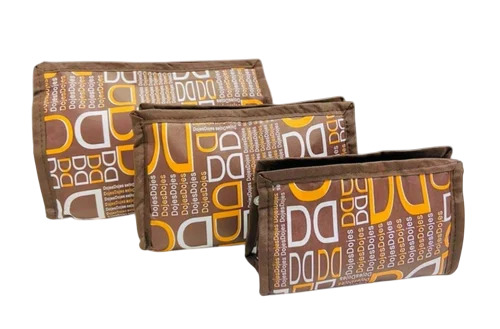 3 Zipper Pouch Bags - Color: Brown
