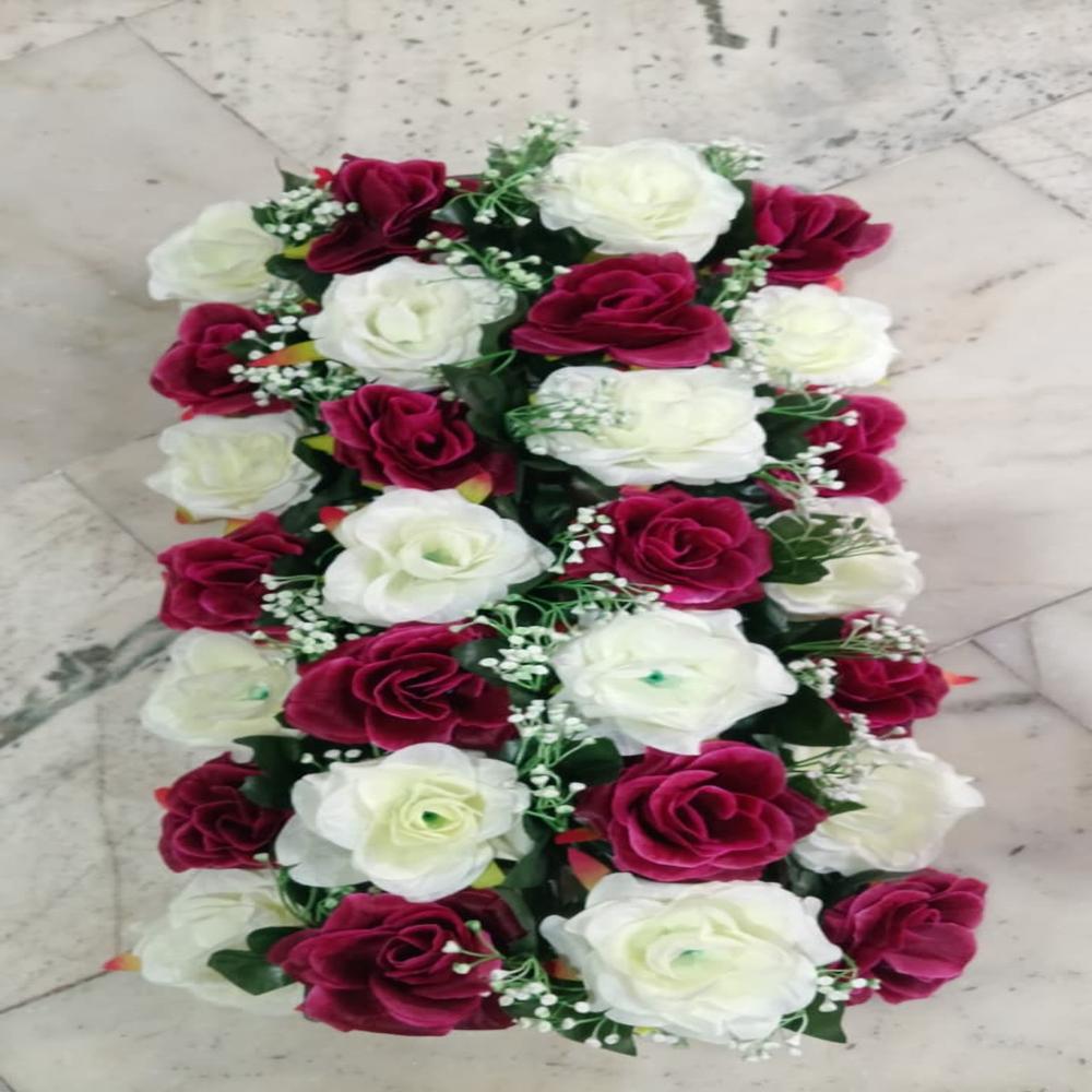 Artificial Flower Pillar - Color: Red And White