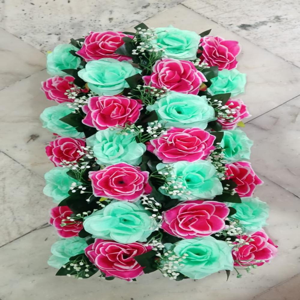 Artificial Flower Pillar - Color: Red And White