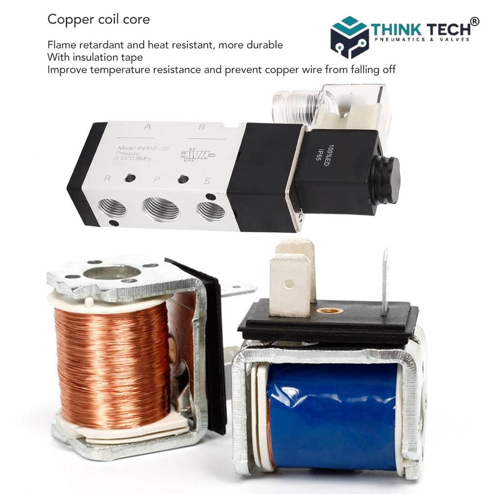 4v Series 5-2 Way Single Coil Solenoid Valve - Color: Black Grey