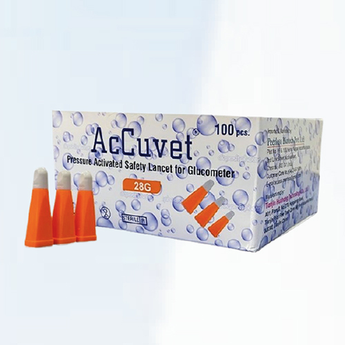 28G Pressure Activated Safety Lancet For Glucometer - Application: Hospital