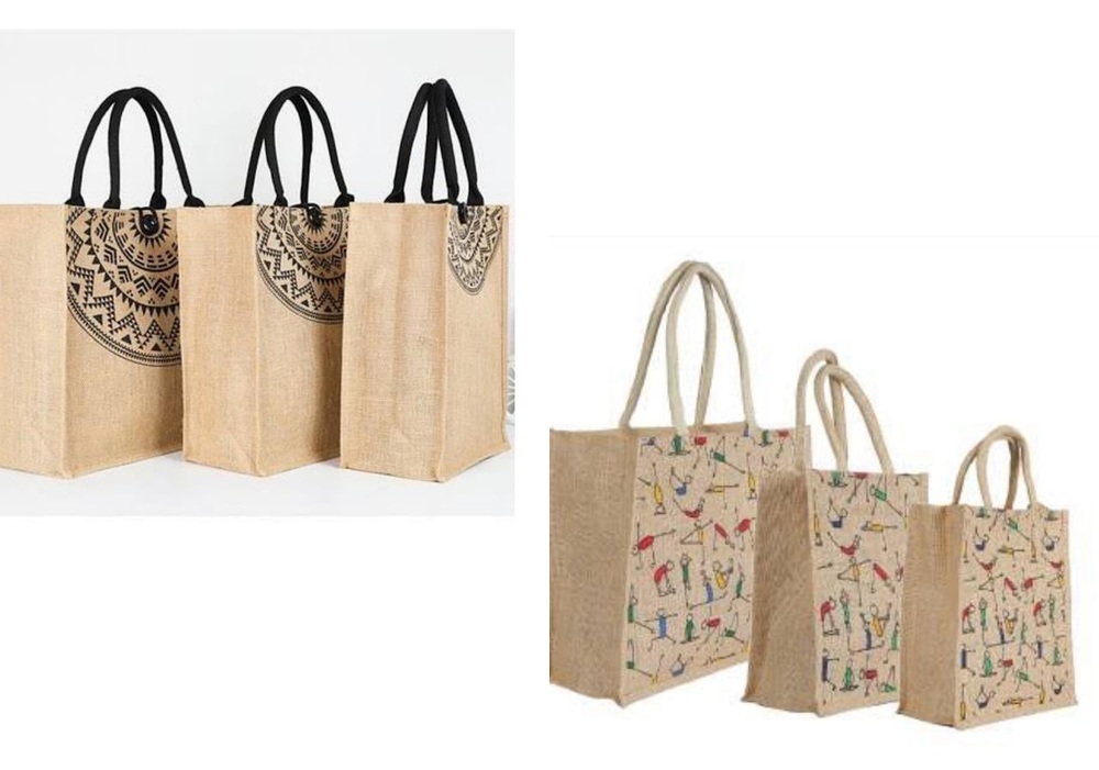 Printed Jute Bag - Color: Brown