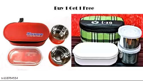Double Decket Multi Container Lunch Box - Color: Red
