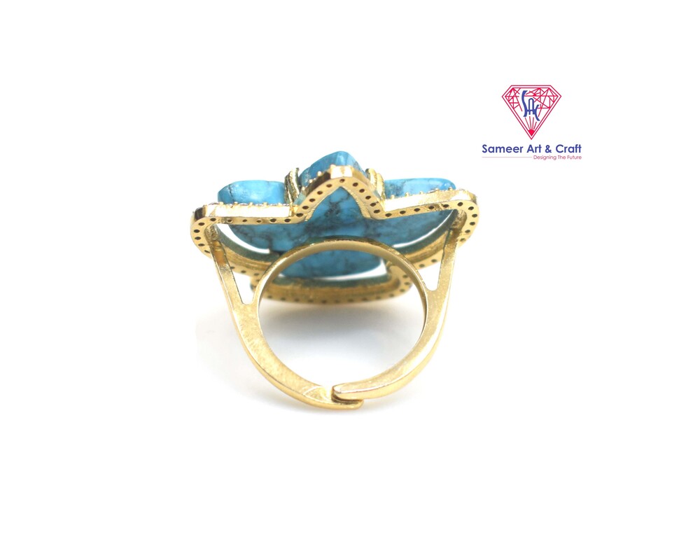 Brass With 18k Gold Plated CZ Phoenix Design Adjustable Ring.