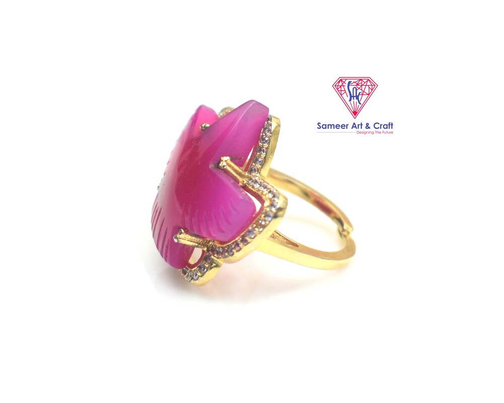 Brass With 18k Gold Plated CZ Phoenix Design Adjustable Ring.