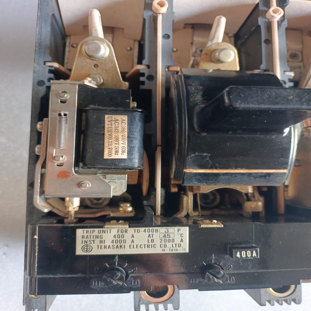 Used Tersaki Type T0-400b 400a Mccb Circuit Breaker To-400b 400amp With Base & Uv