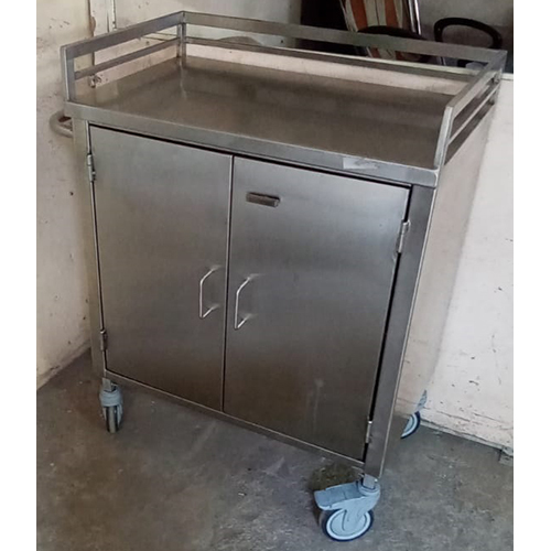 Double Compartment Cssd Trolley - Color: Silver
