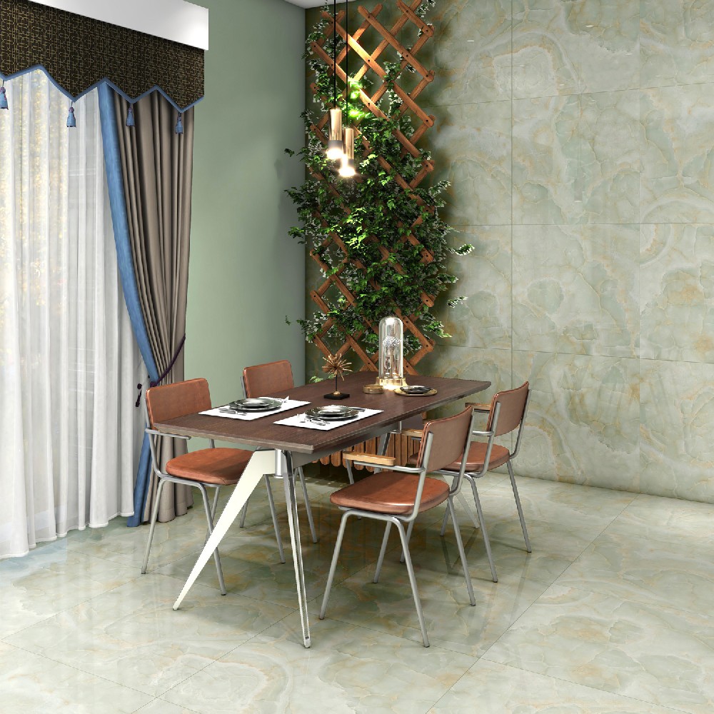 Onyx Sky Green Premium Glazed Vitrified Tiles In 60X60 Cm Format - Grade: Aaa