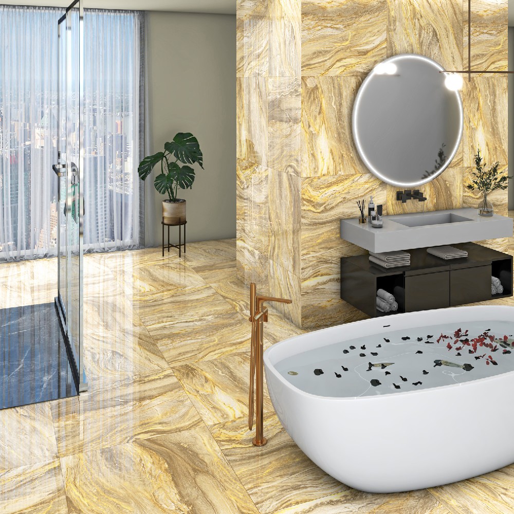 Planet Gold Anti Skid Floor Tiles Designed For Bathrooms And Outdoor Areas - Feature: Firebrick
