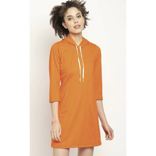 Cotton Jersey Dresses With Hoodie 2 - Color: Orange