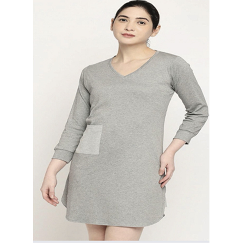 Fitted T-Shirt Dress With Pocket - Color: Grey
