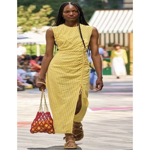 Long Drawstring Dress - Color: Yellow