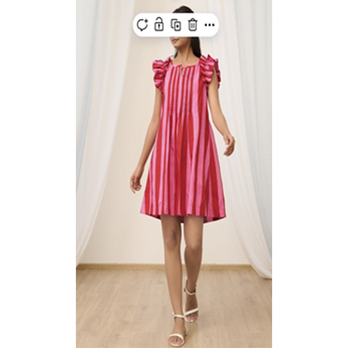 Ruffle Sleeve Short Dress - Color: Red