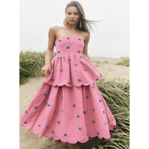 Tube Top With Skirt Set - Color: Pink