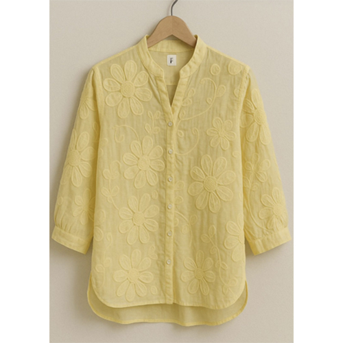 Short Kurta Style Shirt - Color: Yellow