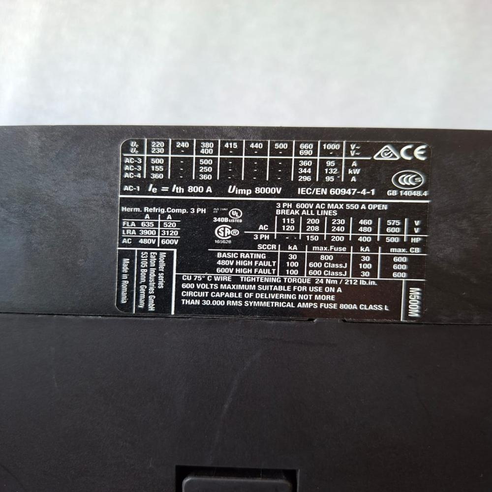 Used Eaton Moller Dilm500-S Xtcs500m Contactor Power Contactor 500 Eaton 220v Ac