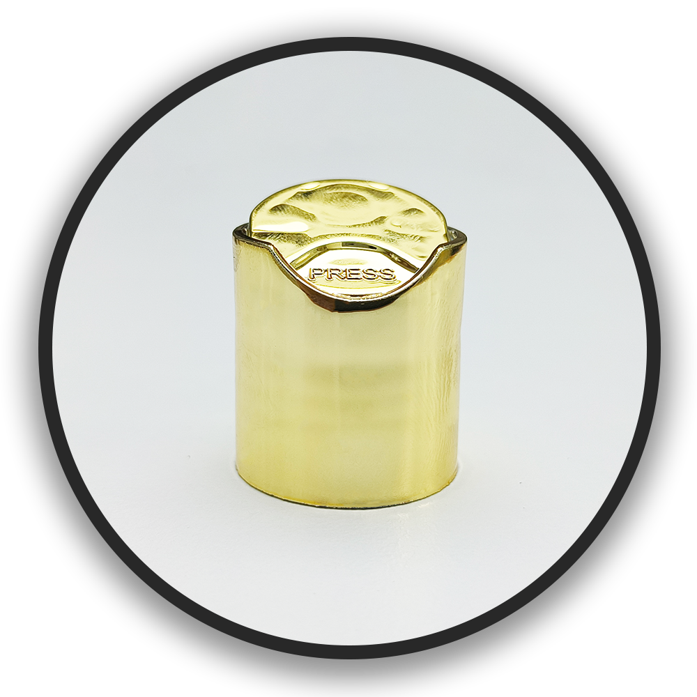 Press Top Cap Metallizing 24mm - Plastic, 24mm Diameter, Gold Metallizing Color, Available In Multiple Colors | Versatile Usage For Bottles