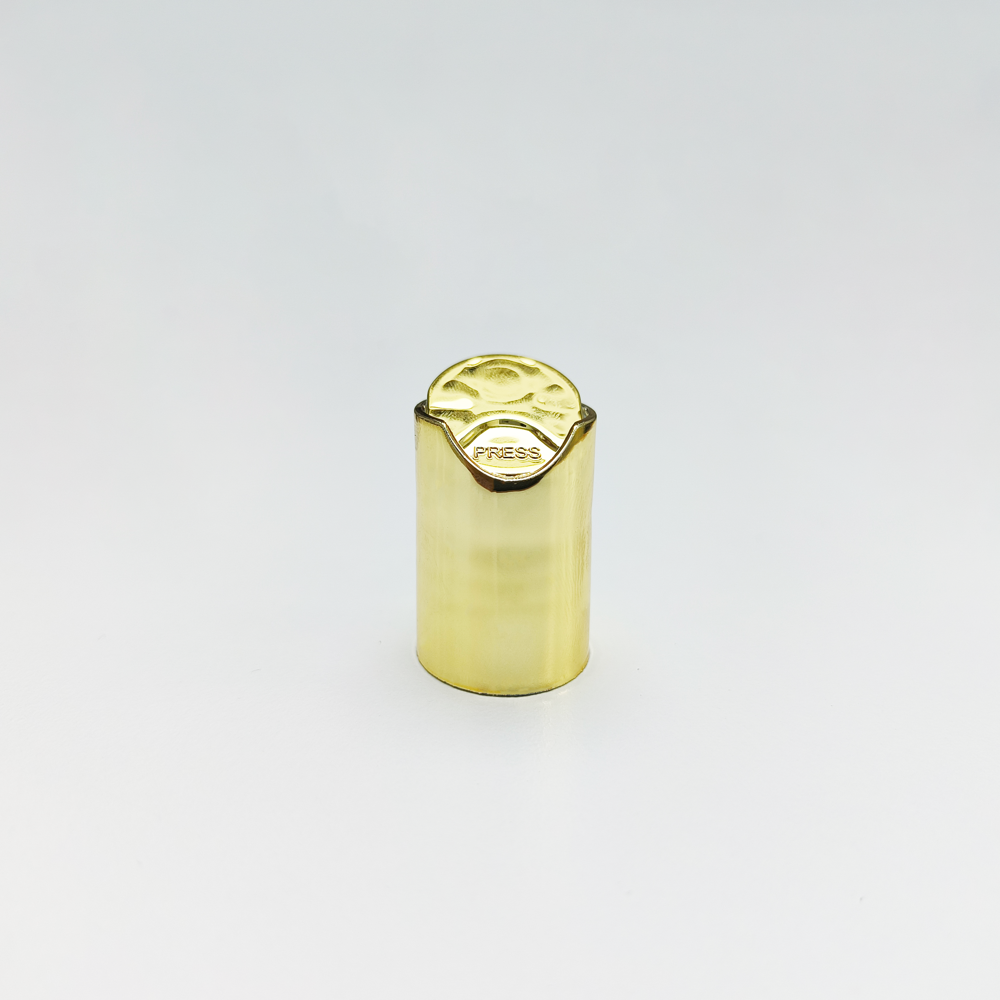 Press Top Cap Metallizing 24mm - Plastic, 24mm Diameter, Gold Metallizing Color, Available In Multiple Colors | Versatile Usage For Bottles