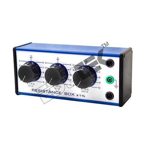 DECADE RESISTANCE BOX THREE DIALS OF 1 OHMS, 10 OHMS, 100 OHMS
